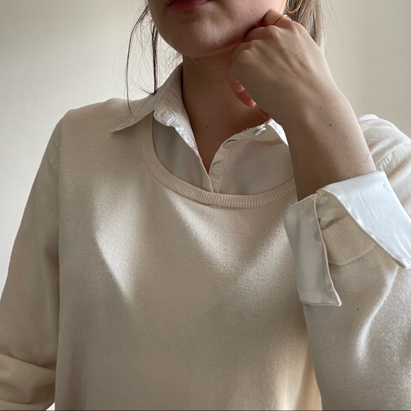 White/Cream Collared Sweater - Picture 2 of 5